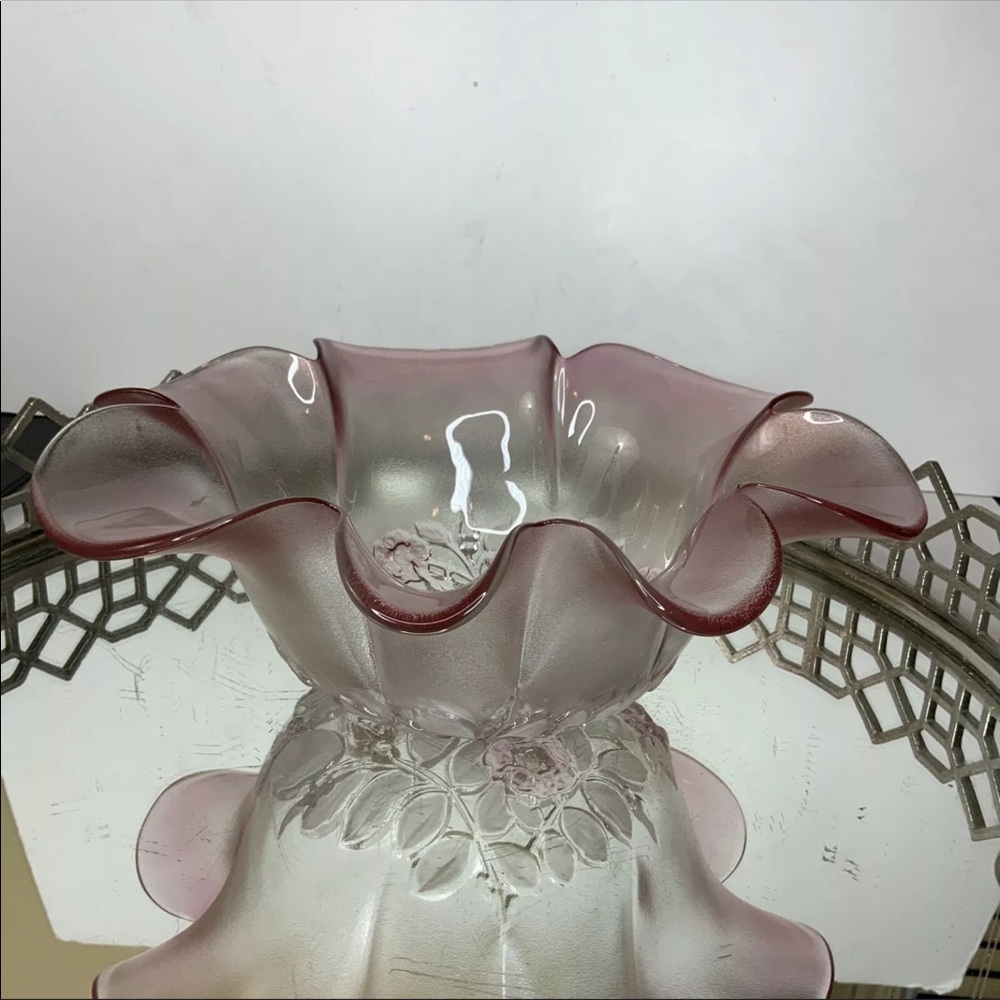 Home Beautiful Bowl Germany Crystal Rose Floral Vintage Pink NOS #MN - Picture 2 of 8